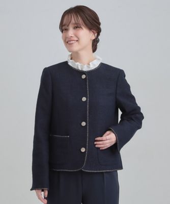 S－3L】オンとオフで印象が変わる ライトツイードジャケット