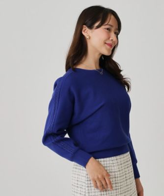 手洗い可】ケーブルビーズ袖デザインニット（2002545715