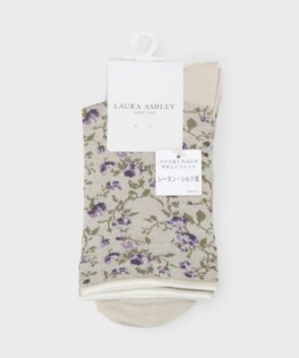 ＜LAURA ASHLEY＞タルラ柄　レーヨンシルク混　クルーソックス（２００２５４５７４６）