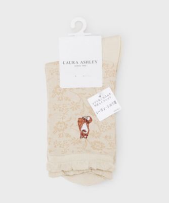 ＜LAURA ASHLEY＞フォックス刺繍　レーヨンシルク混　クルーソックス（２００２５４５７４７）