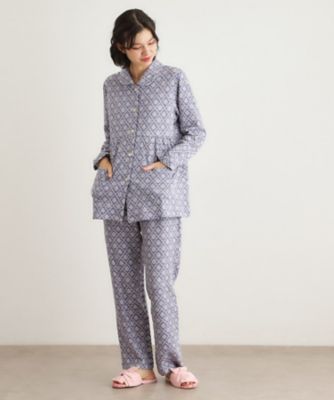 中わた入り マリートレリス柄プリント ニットキルトパジャマ