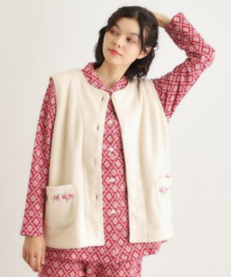 ＜LAURA ASHLEY＞クチュールローズ柄　刺繍フリースベスト（２００２５４５７５２）