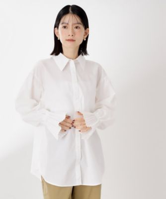＜THE SHOP TK (Women)＞袖プリーツ＆バックシャーリングシャツ【体型カバー／洗える】（２００２５４５９７０）