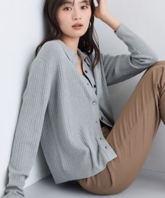 ＜INDIVI L (Women/大きいサイズ)＞【トレンド】衿付きワイドリブニット（２００２５４６０２７）