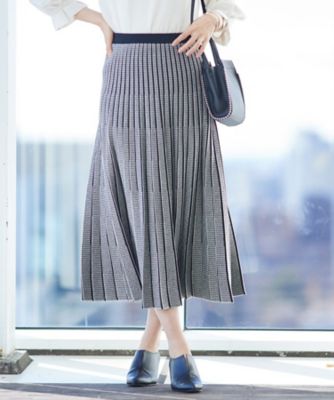 INDIVI S (Women/小さいサイズ)/インディヴィS【洗える/SETUP可能】ジャカードニット プリーツスカート クロ519 【三越伊勢丹/公式】