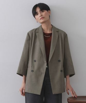 【SALE】OPAQUE.CLIP (Women)/オペークドットクリップ リネンライクダブルジャケット(2002546041) ベージュ054 コート・ジャケット【三越伊勢丹/公式】