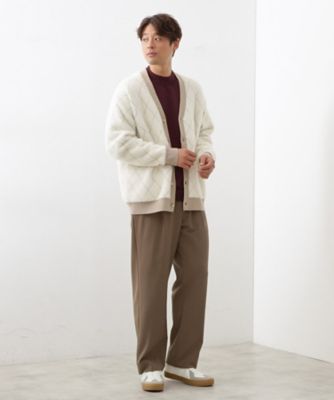 配色シャギーニットカーディガン ユニセックスでおすすめ