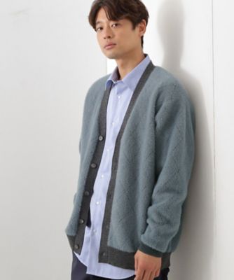 配色シャギーニットカーディガン ユニセックスでおすすめ