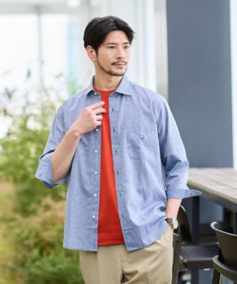 ワンストローク刺繍 半袖 Tシャツ（2002546137） | TAKEO 