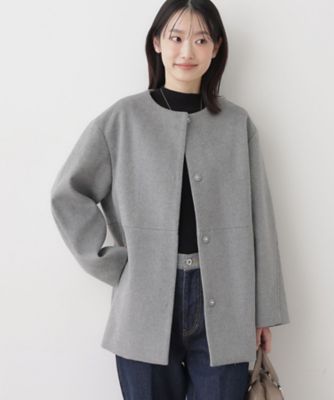 ウール混クルーネックコート（2002546261） | Dessin (Women