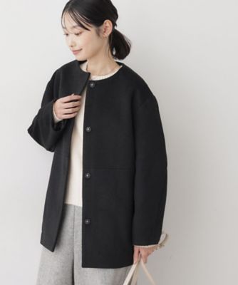 ウール混クルーネックコート（2002546261） | Dessin (Women