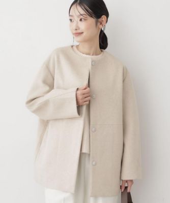 ウール混クルーネックコート（2002546261） | Dessin (Women