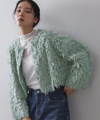 OPAQUE.CLIP (Women)/オペークドットクリップ ループヤーンニットカーディガン(2002546754) グリーン421 トップス【三越伊勢丹/公式】