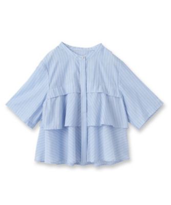 45rpm 青と白のストライプ フリルシャツ UNISEX フリンジストライプシャツ – BUNNY APARTMENT