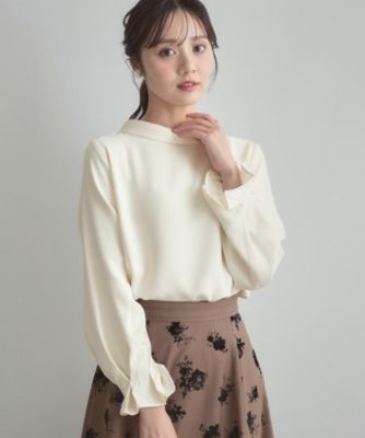 ✨極美品✨ エムズグレイシー　ロールカラーブラウス　リボン　ボリューム袖　40 大人可愛い・通勤】ロールカラーバックリボンブラウス