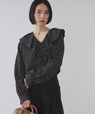 OPAQUE.CLIP (Women)/オペークドットクリップ ドットプリントラッフルブラウス(2002547093) クロ119 トップス【三越伊勢丹/公式】