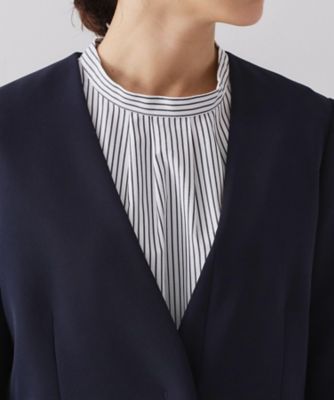 【試着のみタグ付】AUBETT コットンシルク ダブルクロス ボンバージャケット 通勤/セットアップ対応》 Vネックジャケット/ダブルクロス【洗濯機洗い