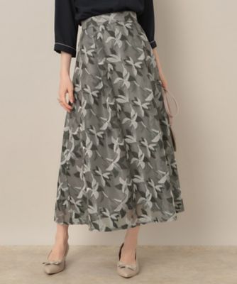 花柄・きれいめ・通勤】リンドウエンブロメッシュスカート