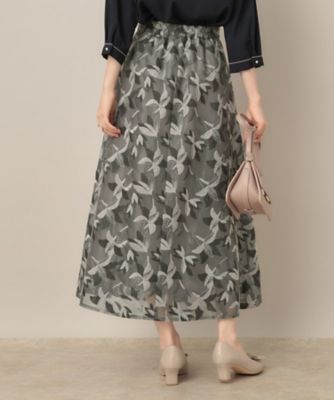 花柄・きれいめ・通勤】リンドウエンブロメッシュスカート