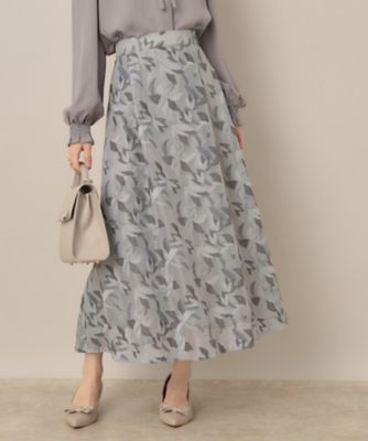 花柄・きれいめ・通勤】リンドウエンブロメッシュスカート