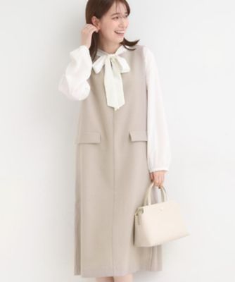 ＜SHOO LA RUE (Women)＞【Ｓ－ＬＬ】ウール調スキッパージャンスカ（２００２５４７１１６）