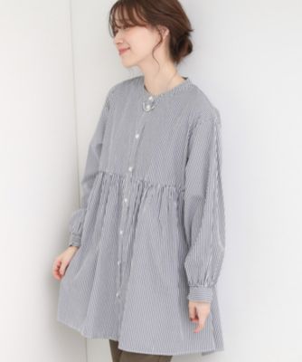 SHOO LA RUE (Women)/シューラルー 自然に体型カバー 切り替えギャザーチュニックシャツ(2002547121) アオ394 トップス【三越伊勢丹/公式】