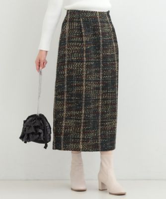 ＜SHOO LA RUE (Women)＞【Ｓ－ＬＬ】ミックスカラーで高見え　ラメツイード　ナロースカート（２００２５４７１２２）