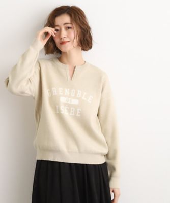 カレッジロゴキーネックニット（2002547172） | GROVE