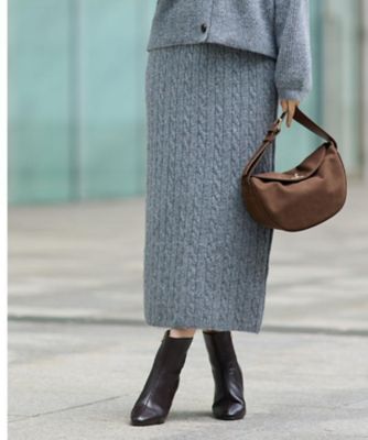 GROVE (Women)/グローブ ケーブルニットスカート(2002547196) チャコール014 ロングスカート【三越伊勢丹/公式】