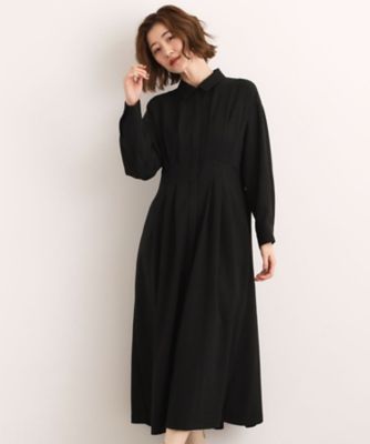 美品 2WAY ルフィル イージーケアブロードワンピース シャツワンピース 黒 品よくまとう、大人のシャツワンピース（2002547228