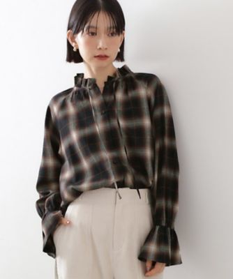 ＜THE SHOP TK (Women)＞起毛オンブレフリルブラウス（２００２５４７４７５）