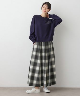 洗える・ウエストゴム】チェック柄フレアスカート
