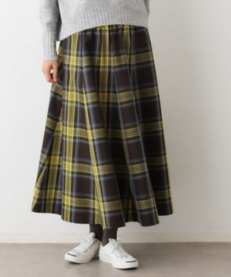 チェック柄フレアスカート ウエスト63cm 洗える・ウエストゴム】チェック柄フレアスカート