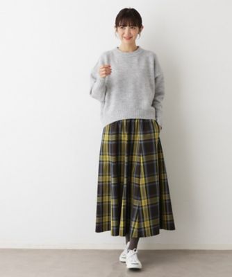 洗える・ウエストゴム】チェック柄フレアスカート