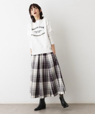 チェック柄フレアスカート ウエスト63cm ウエストダーツチェック柄フレアスカート
