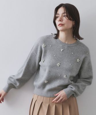 OPAQUE.CLIP (Women)/オペークドットクリップ ビジューニットトップス(2002547651) グレー012 【三越伊勢丹/公式】