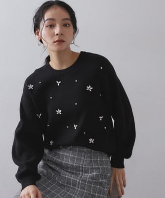 OPAQUE.CLIP (Women)/オペークドットクリップ ビジューニットトップス(2002547651) クロ019 【三越伊勢丹/公式】