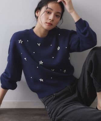 OPAQUE.CLIP (Women)/オペークドットクリップ ビジューニットトップス(2002547651) アオ094 【三越伊勢丹/公式】