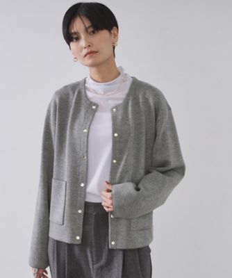 OPAQUE.CLIP (Women)/オペークドットクリップ スナップボタン ダブルフェイス配色ニットカーディガン(2002547652) グレー012 トップス【三越伊勢丹/公式】