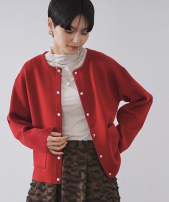 OPAQUE.CLIP (Women)/オペークドットクリップ スナップボタン ダブルフェイス配色ニットカーディガン(2002547652) アカ063 トップス【三越伊勢丹/公式】