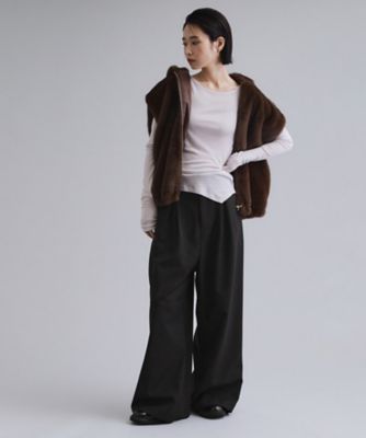 es】ハイウエストタックワイドパンツ【洗濯機洗い可