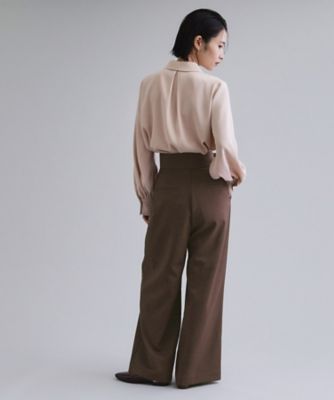 es】ハイウエストタックワイドパンツ【洗濯機洗い可