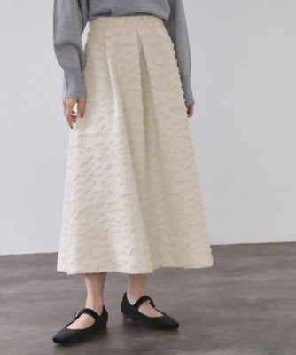 ＜OPAQUE.CLIP (Women)＞フェザージャカードタックフレアスカート【洗濯機ＯＫ】（２００２５４７６６５）