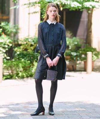 美品✨21SS セオリー 異素材ティアードワンピース リブニット ブラック 美品21SS セオリー 異素材ティアードワンピース リブニット ブラック