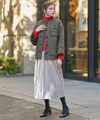 送料無料】グレンチェックツイードショートコート