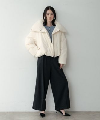 3WAYスタンドカラーショートダウン【凹凸素材