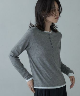 バイカラーヘンリーネックレイヤーカットソー（2002547806