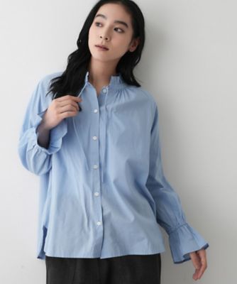 洗える】フリルネックシャツ（2002548383） | Dessin (Women
