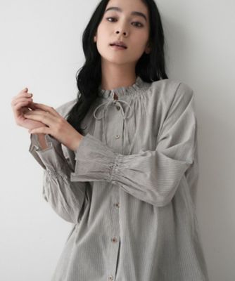 ＜Dessin (Women)＞【洗える】フリルネックシャツ（２００２５４８３８３）