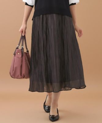 ＜Reflect (Women)＞【秋映え／華やかな揺れ感】ワッシャー加工タックフレアロングスカート（２００２５４８３９４）